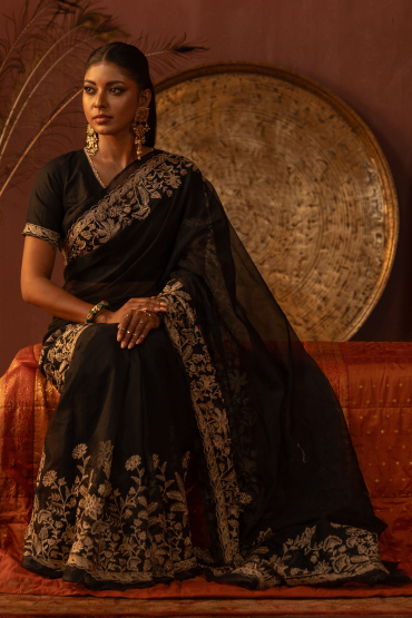 Oasis Embroidered Half Silk Sari